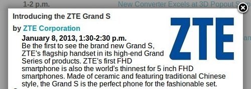 Модный 5-дюймовый ZTE Grand S с FullHD дисплеем и ультратонким корпусом покажут 8 января