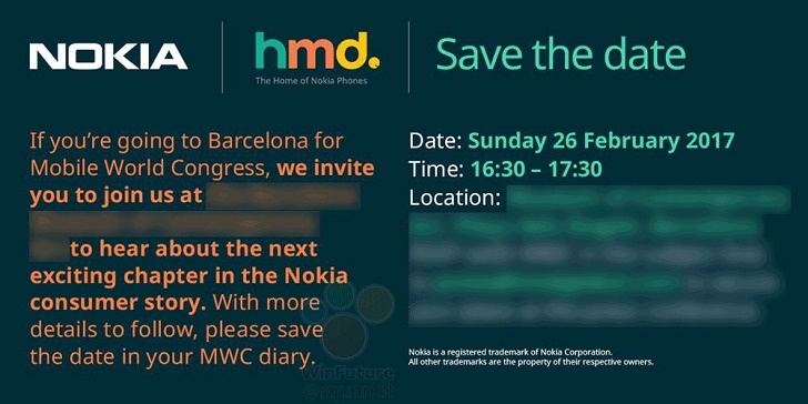 Nokia рассылает приглашение на мероприятие в рамках MWC 2017