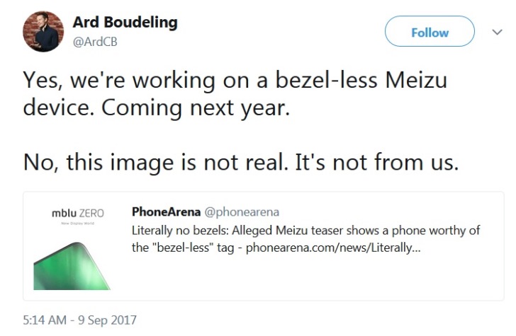 Представители Meizu: безрамочный смартфон будет, но тизер – подделка