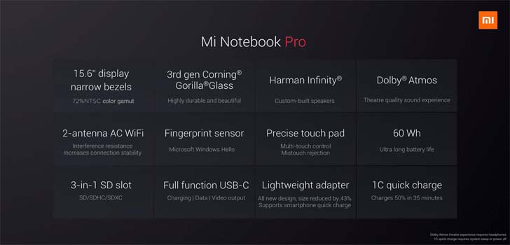  15,6-  Xiaomi Mi Notebook Pro