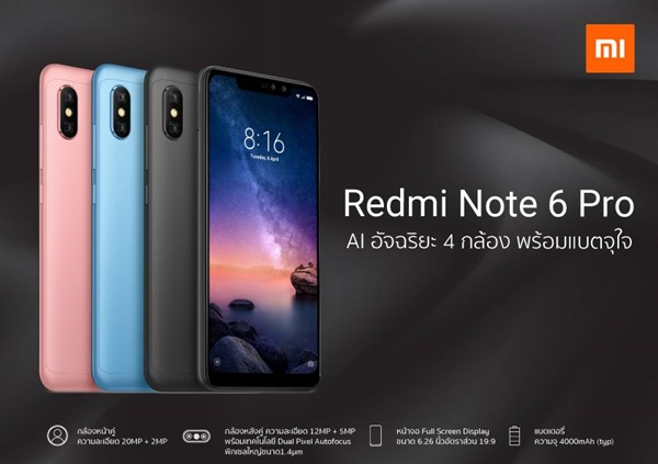 Состоялся официальный анонс смартфона Xiaomi Redmi Note 6 Pro