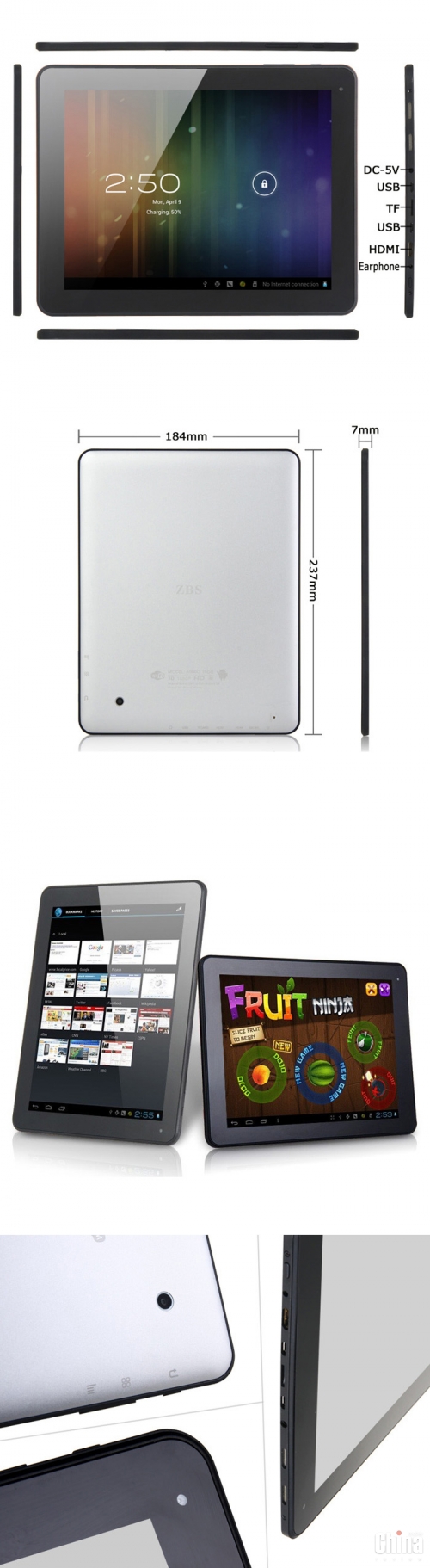 Доступный 9,7-дюймовый планшет ZBS A9000