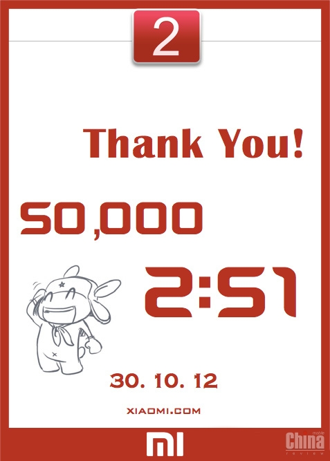 Сегодня начались продажи Xiaomi Mi-Two и уже закрылись)) 50 000 смартфонов проданы за 2 минуты 51 секунду