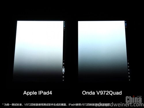 Сравнение дисплеев Onda V972 и iPad4 (фото)