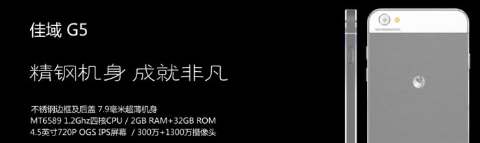 JiaYu G5: 4,5-дюймовый клон iPhone 5 на базе 4-ядерного МТ6589