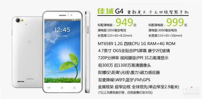 Объявлена цена на обе версии JiaYu G4