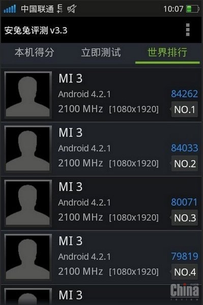 Xiaomi Mi3 засветился в Antutu с процессором частотой 2,1 ГГц