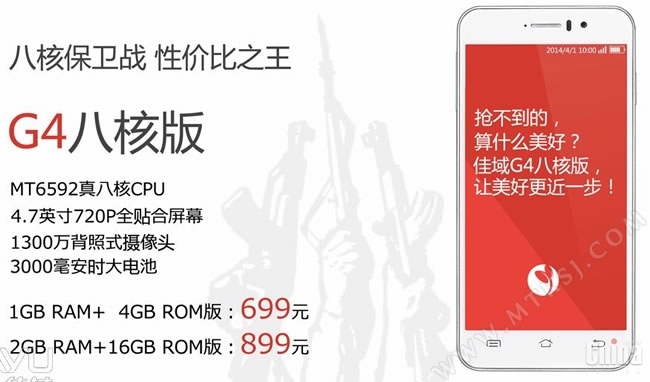 JiaYu объявила цену 8-ядерной версии JiaYu G4