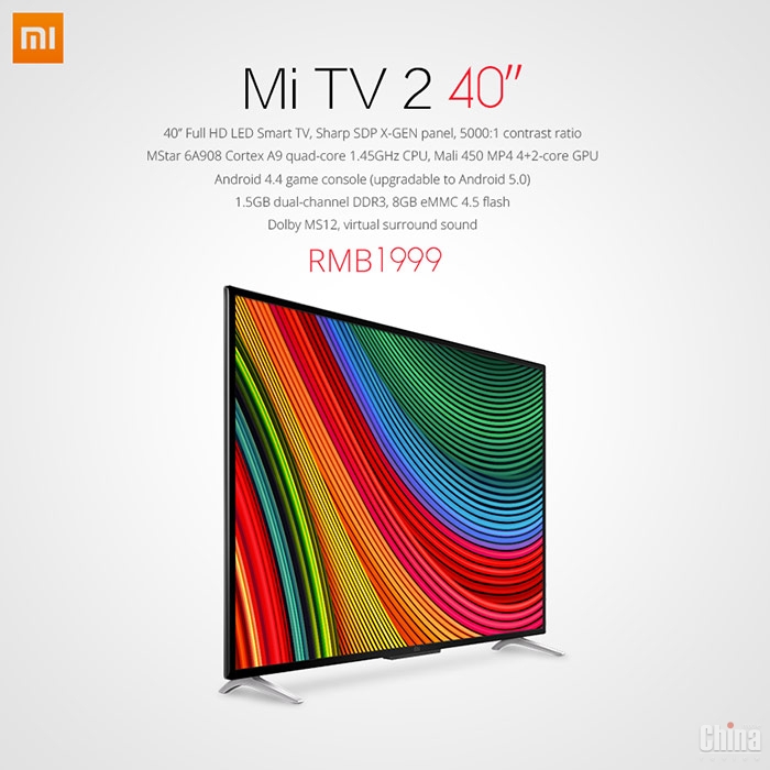 Xiaomi представила 40-дюймовый Mi TV 2 за  $320