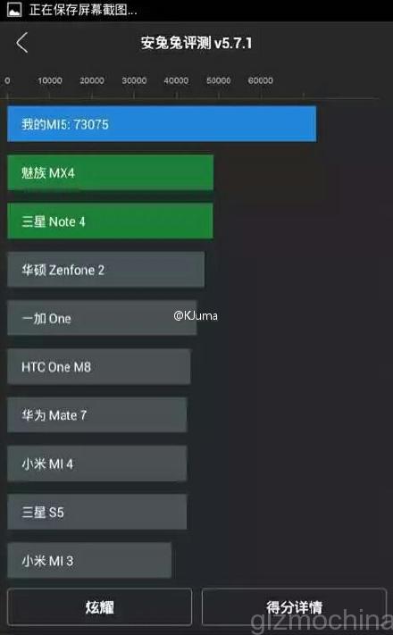 Xiaomi Mi5 показывает в AnTuTu впечатляющие 73075 балла