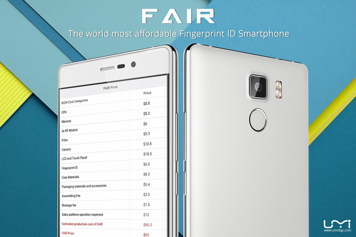 Самый дешевый смартфон со сканером UMi Fair выйдет 25 сентября