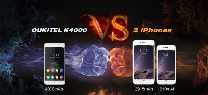 Тест батареи OUKITEL K4000 vs 2 iPhone 6/6 Plus