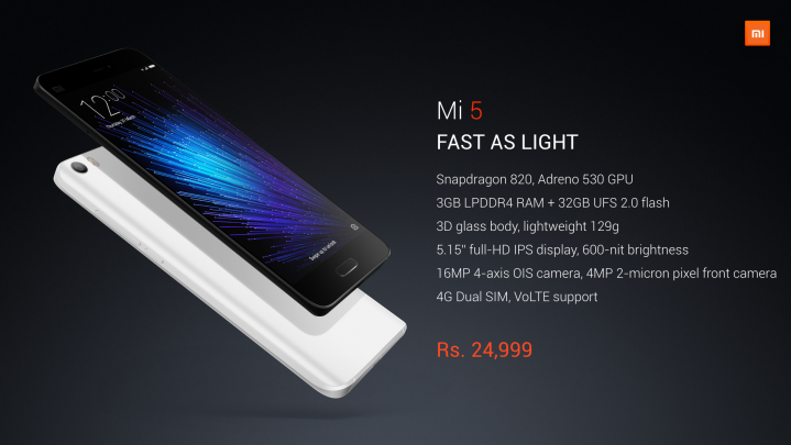 Xiaomi Mi 5 представлен в Индии