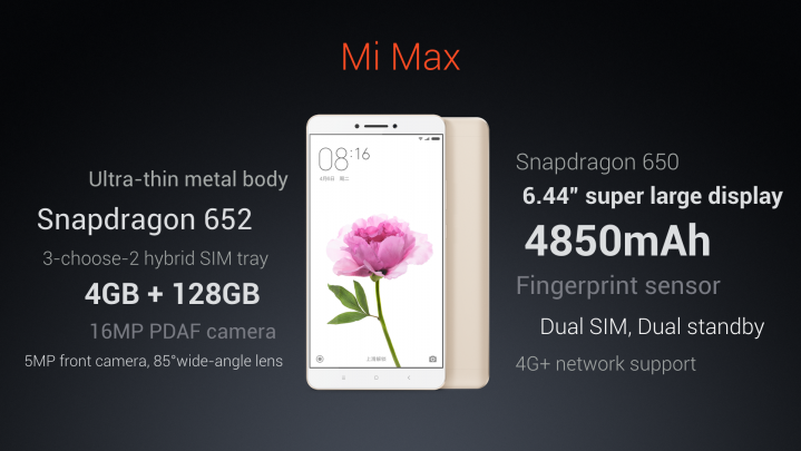 Xiaomi Mi Max официально представлен: огромный дисплей, среднее железо и цена