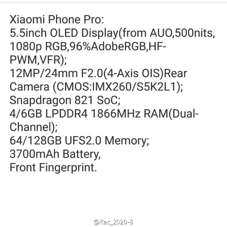 Xiaomi Mi Note 2 Pro получит Snapdragon 821, Amoled-дисплей и основную камеру, как у Samsung Galaxy S7