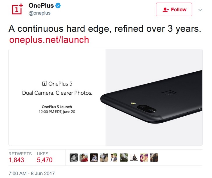 OnePlus 5 впервые официально предстал на изображении