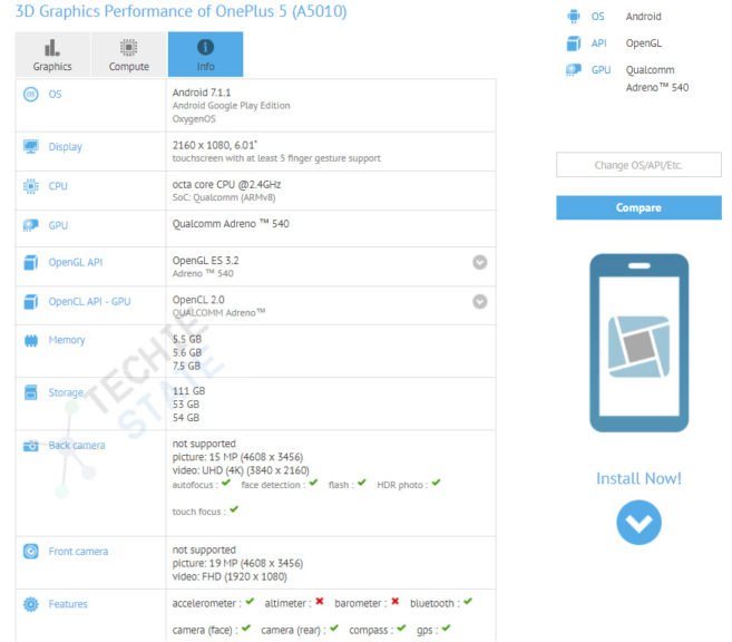 OnePlus 5T замечен в GFXBench