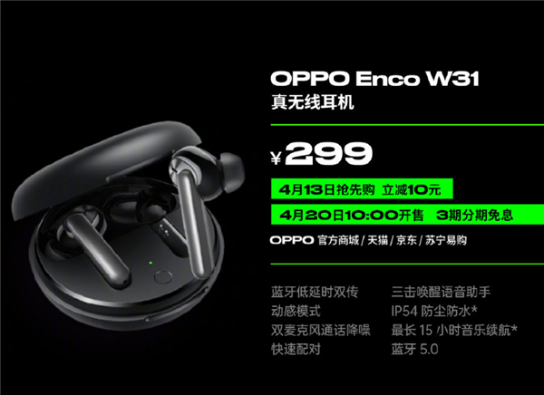 OPPO выпустила TWS-наушники Enco W31 за 40 долларов