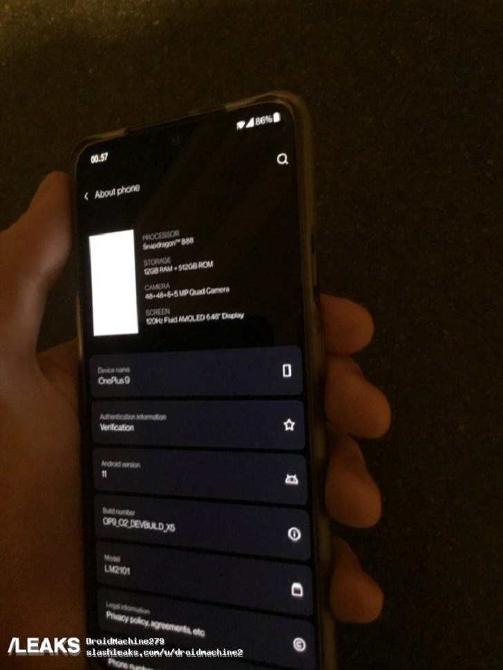 Опубликована первая реальная фотография OnePlus 9