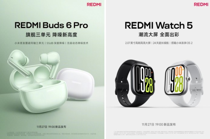 Redmi анонсувала навушники Buds 6 Pro та годинник Watch 5