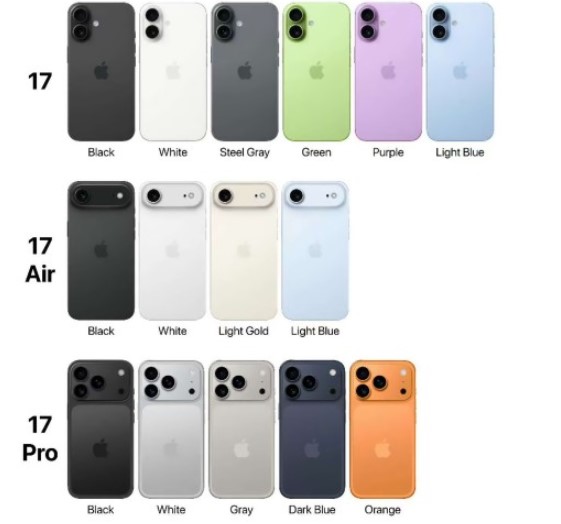 Усі майбутні iPhone 17 показали у різних кольорах