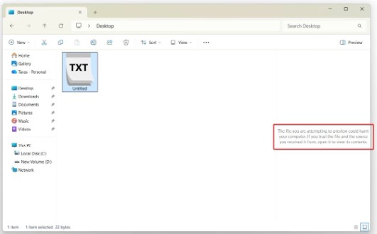 У Windows 11 відключили попередній перегляд завантажених з інтернету файлів
